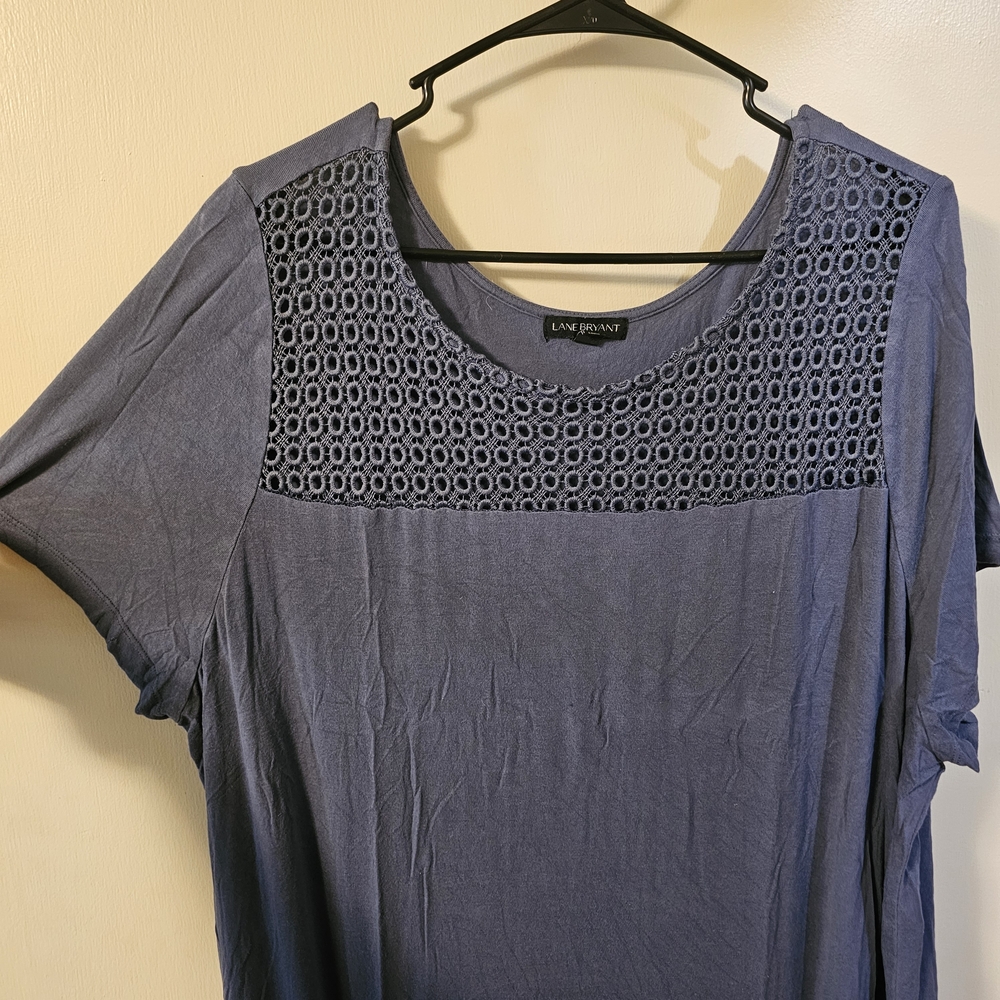 Lane Bryant Charcoal Gray Lace Detail Women's Top